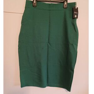 EXCHIC Womens High Waist Bodycon Midi Pencil Skirt (M, Green)28X24